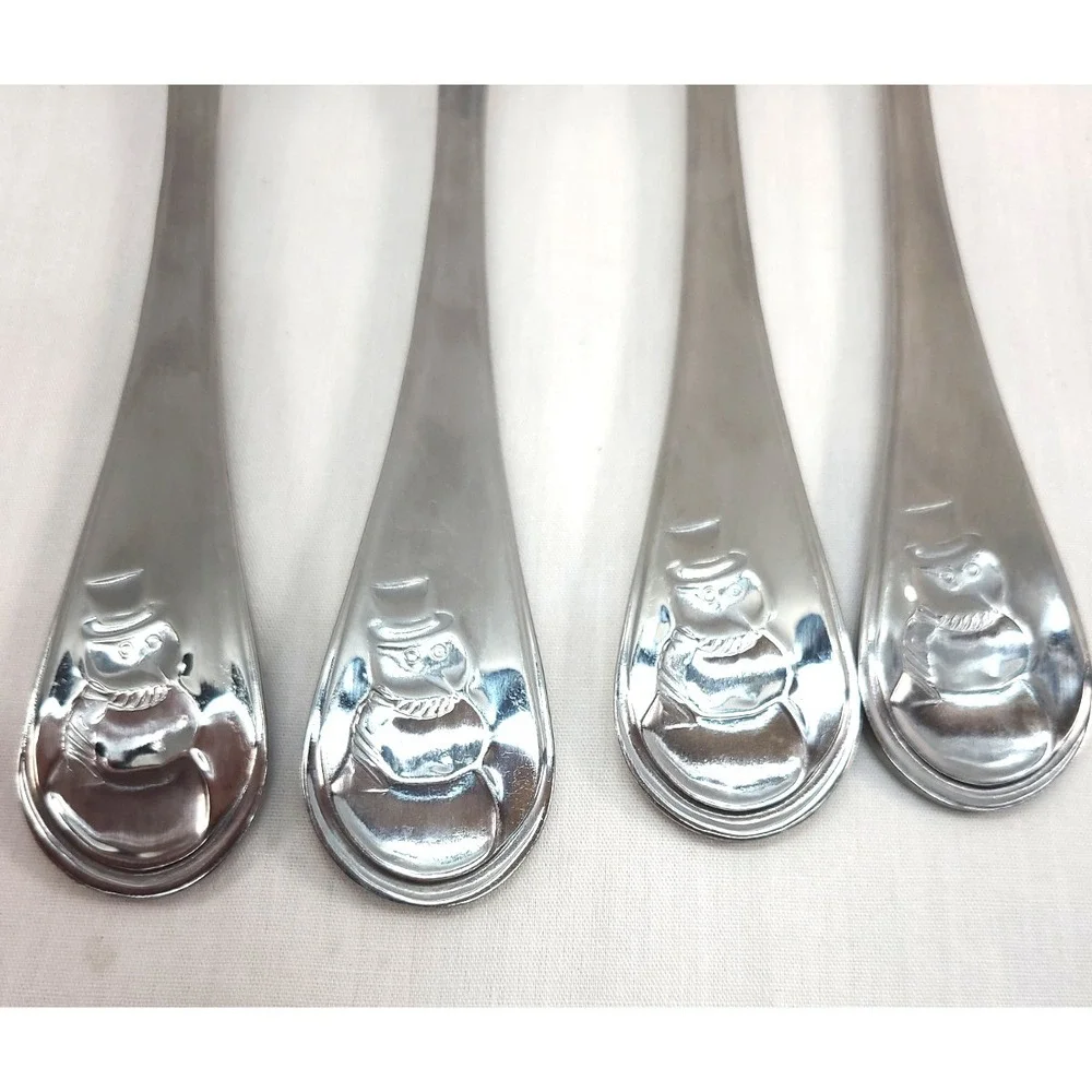4 Cambridge Stainless Flatware Silverware  SNOWMAN FROST Dinner Forks 8